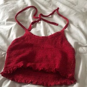 red tank top, able to tie on the back !